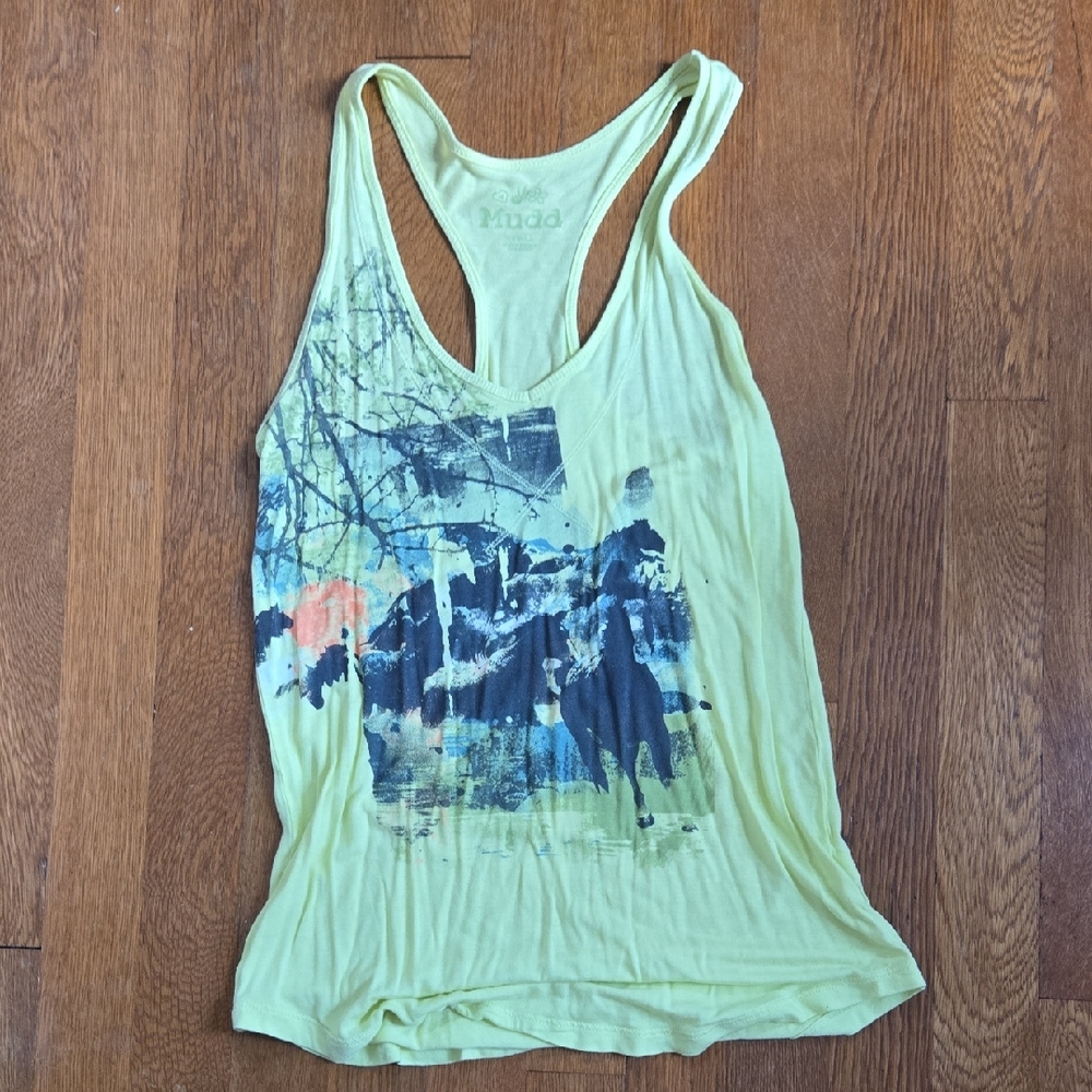 Mudd Women's Lime Graphic Tank Top